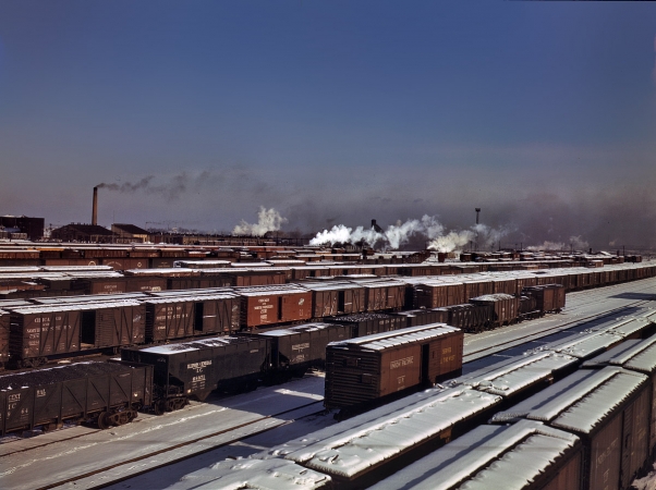 Photo showing: Boxcar Lot -- Chicago December 1942. Classification yard at the Chicago & North Western RR's Proviso Yard.