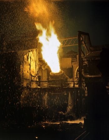 Photo showing: Bessemer Converter -- November 1941. Republic Steel in Youngstown, Ohio.