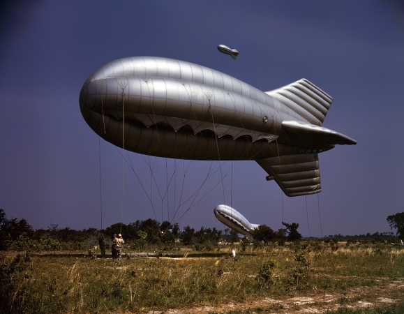 Photo showing: Balloon Wranglers -- May 1942. Marines training with barrage balloons at Parris Island, South Carolina.