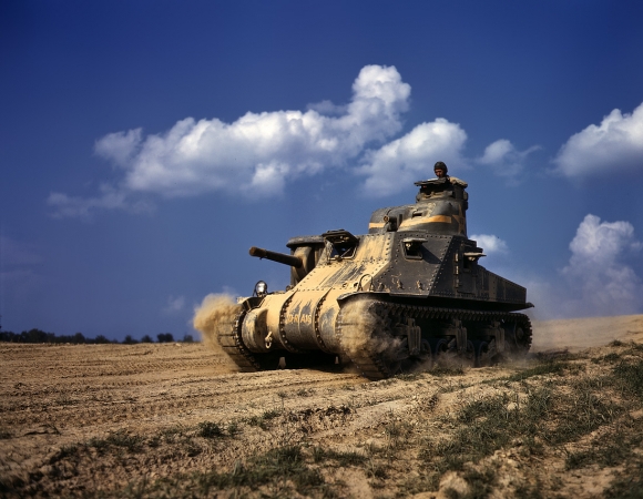 Photo showing: M-3 Tank in Action -- Fort Knox, Kentucky, June 1942.