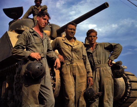 Photo showing: Dusty Tankers -- June 1942. An M-4 tank crew training at Fort Knox, Kentucky.