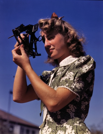 Photo showing: Sextant Education: 1942 -- Student at Polytechnic High School, Los Angeles learns to determine latitude by using a sextant.