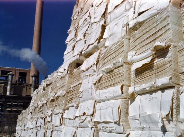 Photo showing: Paper Mountain -- April 1943. Lufkin, Texas. Southland Paper mill. Kraft (chemical) pulp for making newsprint.
