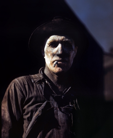 Photo showing: Ghostface -- Sunray, Texas 1942. Worker at carbon black plant.