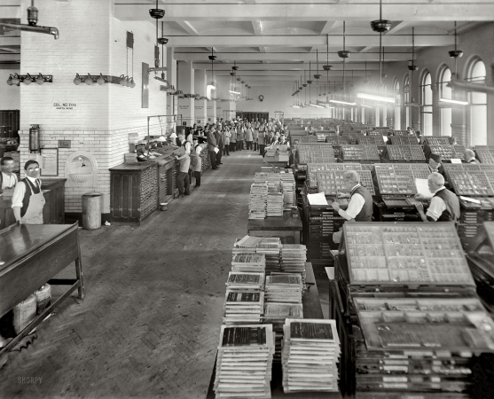 Photo showing: The Typesetters -- Washington circa 1910. Government Printing Office, typesetting.