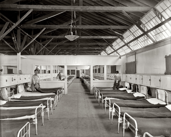Photo showing: Correctional Sleeping -- Fairfax County, Virginia, circa 1911. Occoquan Work House, part of the jail operated by the D.C. Dept. of Corrections.