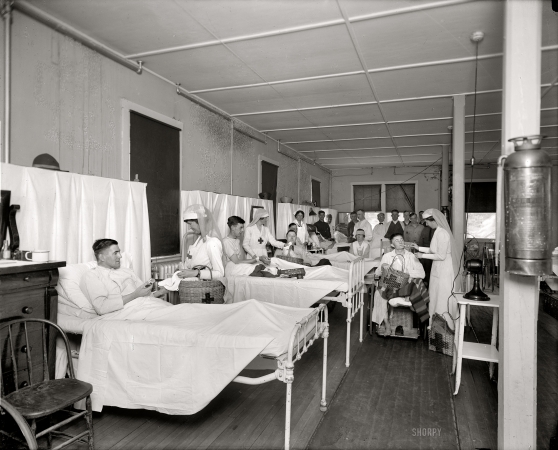 Photo showing: Tobacco Treatment -- Washington, D.C., circa 1918. Red Cross activities at Walter Reed Hospital.