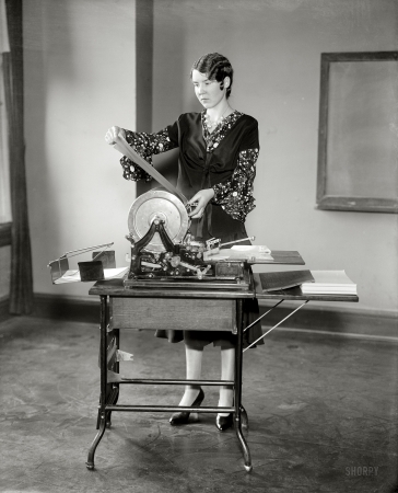Photo showing: Copying in Style -- Washington, D.C., circa 1928. Strayer's Business College.