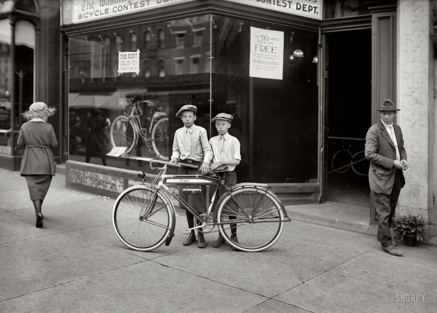 Photo showing: Bicycle Contest -- Washington, D.C., circa 1921. Winners of a Mead Ranger bike for selling 30 Washington Times newspaper subscriptions.