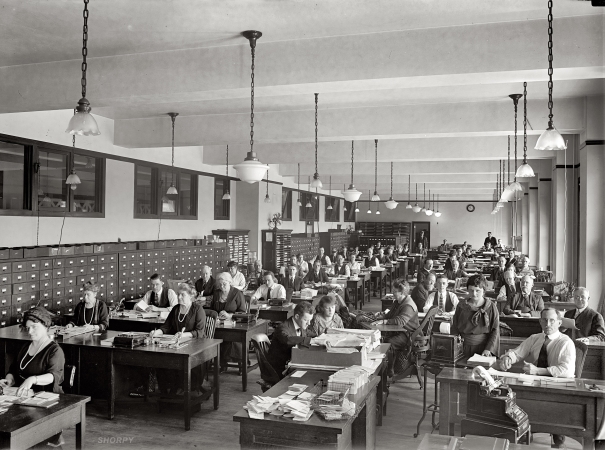 Photo showing: Get Back to Work -- Washington, D.C. 1923. Stamp Division, Post Office Department.