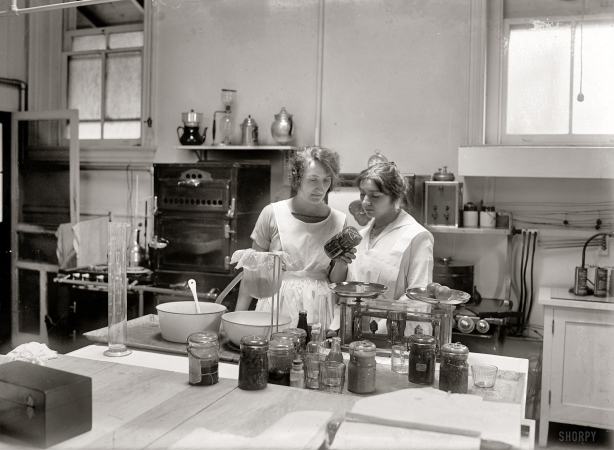 Photo showing: Beats Me -- Washington May 8, 1923. Home Economics Section. Test kitchen at the Department of Agriculture.
