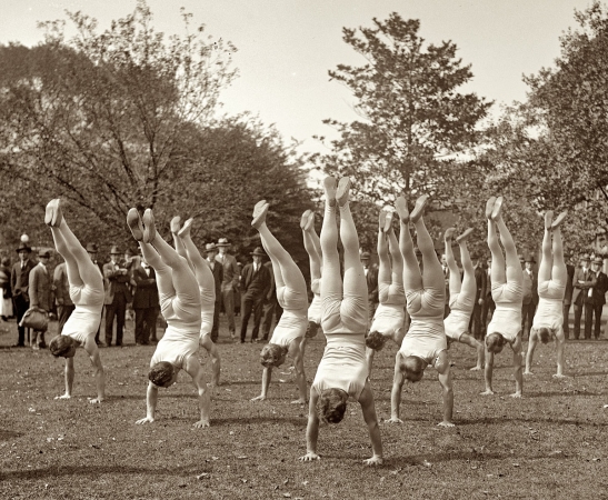 Photo showing: Please Stand to the Rear -- Washington, D.C. October 2, 1923. Danish athletes at the Pension Building