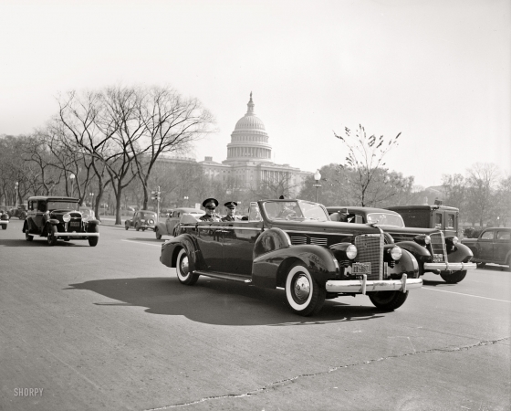 Photo showing: Capitol Cadillac -- Cuban dictator Fulgencio Batista passing the U.S. Capitol Washington, D.C. November 10, 1938.