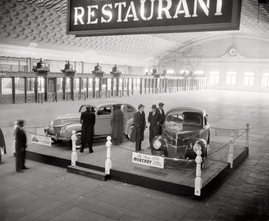 Photo showing: New Mercurys -- New models on display at Union Station, Washington, D.C., November 23, 1938.