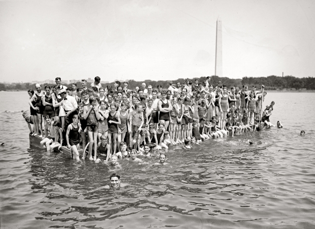 Photo showing: Last One In ... -- Washington, D.C. August 7, 1924. Warren Kealoha, Hawaiian Olympic swimmer, at Tidal Basin.