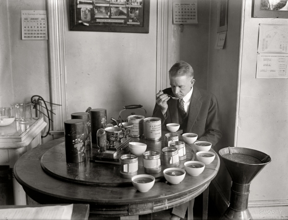 Photo showing: Tea, Tea or Tea? -- Washington, D.C. January 23, 1925. Testing tea, Bureau of Chemistry, Agriculture Department.
