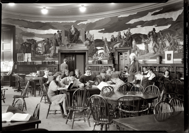 Photo showing: Study Hall -- Tech High School students. Washington, D.C., circa 1936.
