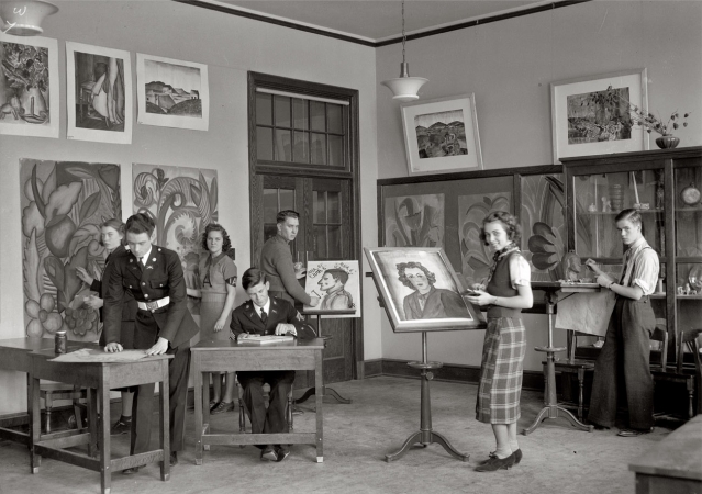 Photo showing: Art Class -- Anacostia High School, Washington, D.C., 1939.