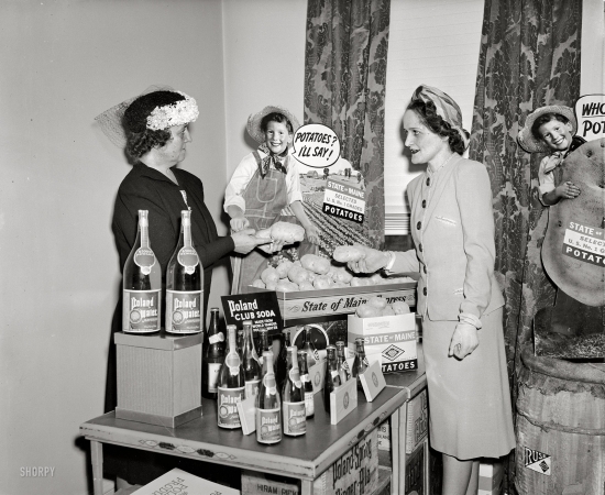 Photo showing: Gung-Ho for Spuds -- Washington, D.C., circa 1940. Caption missing, though as a guess, we suspect they're talking about potatoes.