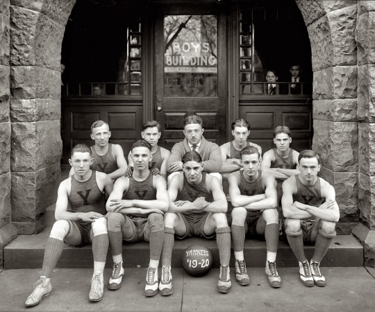 Photo showing: Y.M.C.A. Yankees -- Washington, D.C. Y.M.C.A. Yankees basketball team, 1920.
