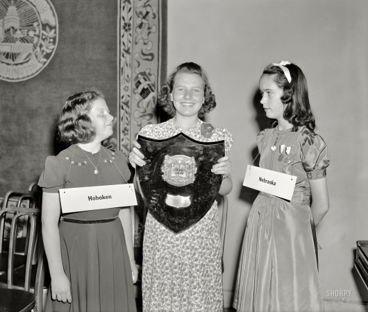 Photo showing: And the Winner Is -- 1940 National Spelling Bee, Washington, D.C. Laurel Kuykendall of Knoxville, Tennessee won with therapy.