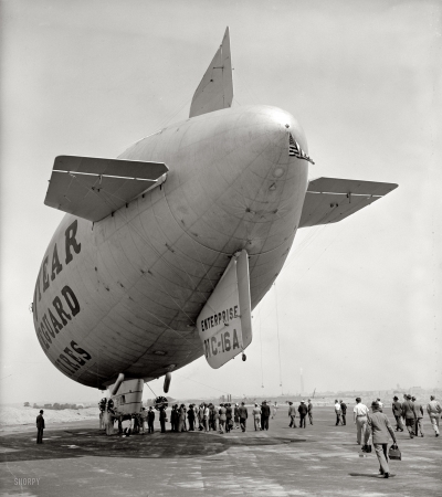 Photo showing: The Enterprise: 1938 -- Goodyear Blimp 'Enterprise' at Washington Air Post.