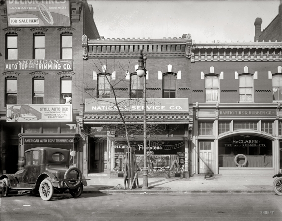 Photo showing: Outing Equipment -- Washington, D.C., circa 1920. National Service Co. front, 1610 14th Street N.W.