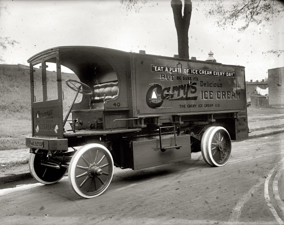 Photo showing: Ice Cream Every Day -- Washington, D.C., 1920. J.C.L. Ritter. Carry Ice Cream truck. A brand-new Walker Electric.