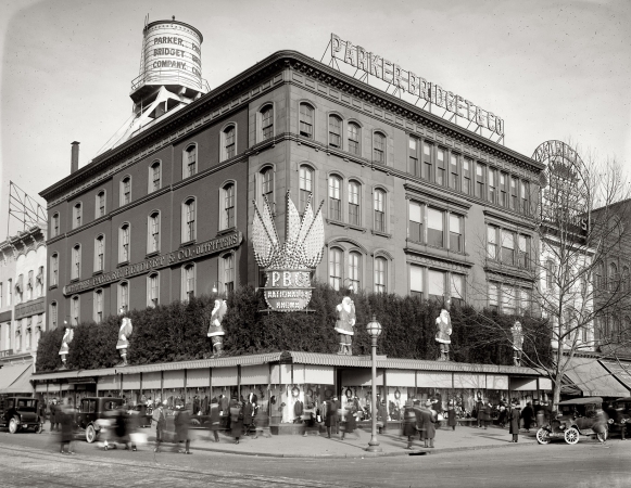 Photo showing: A PBC Christmas -- Washington, D.C.Parker, Bridget & Co., Ninth Street and Market Space N.W. 1921 or 1922.