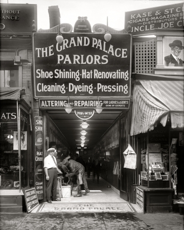 Photo showing: Grand Palace -- Washington circa 1921. Grand Palace shoe shining parlor, 719-1/2 14th St. N.W. 