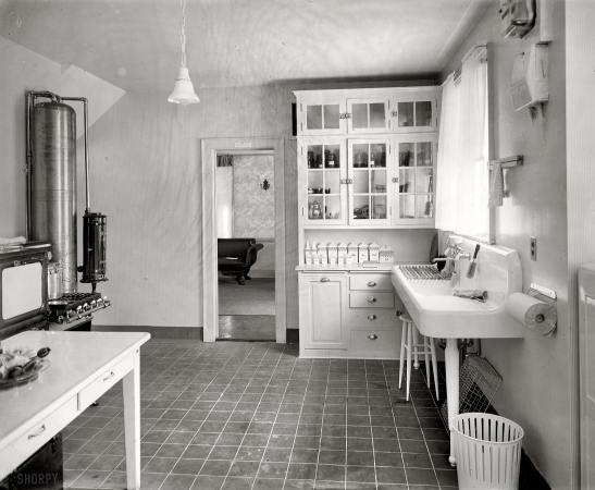 Photo showing: Restoration Hardware -- New construction with the latest in kitchens in the Washington, D.C., area circa 1920.