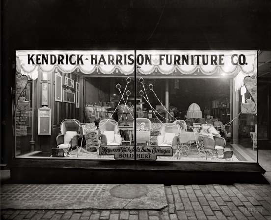 Photo showing: Dolly in the Window -- Washington, D.C., circa 1922. Kendrick-Harrison Furniture Co. window.