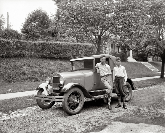Photo showing: Model A Boys -- Washington, D.C., circa 1928. Boys standing next to automobile which bears congressional plates.