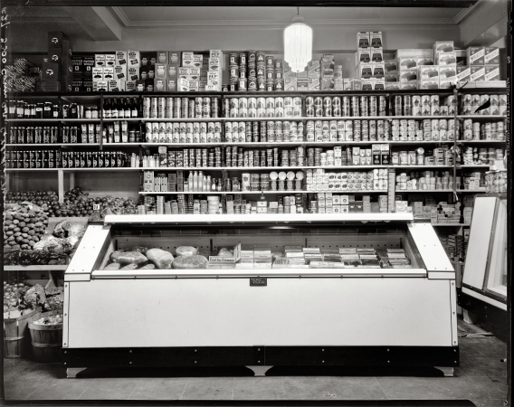 Photo showing: Frosted Foods: 1935 -- Washington, D.C. Interior of D.G.S. Store, 3300 Connecticut Avenue, Cathedral Mansions.