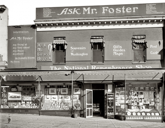 Photo showing: Ask Mr. Foster -- The Foster & Reynolds National Remembrance Shop in Washington circa 1924.
