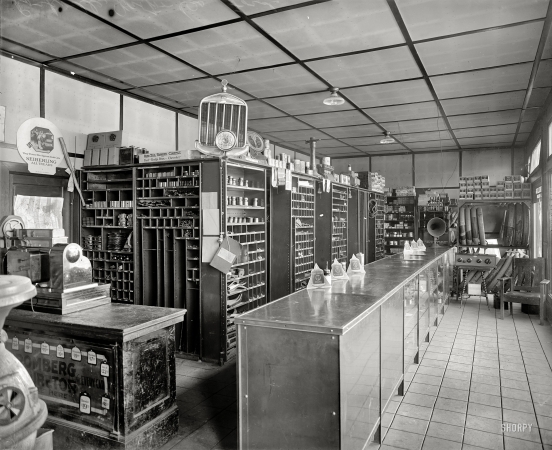 Photo showing: New Old Stock -- Rockville, Maryland, circa 1925. Montgomery County Motor Co.