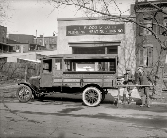 Photo showing: Plumbers Helper -- Washington circa 1926. J.C. Flood truck. Ford Motor Co.
