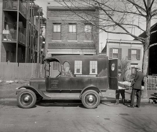 Photo showing: Shady Characters -- Washington, D.C., circa 1926. Capital Awning Company -- Ford Motor Co.