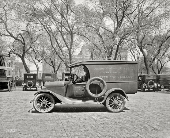 Photo showing: Butter Eggs Cheese -- Washington, D.C., 1926. Semmes Motor Co. National City Dairy truck.