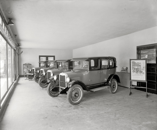 Photo showing: Chevys to Go -- Rockville, Maryland circa 1926. Montgomery County Motor Co.