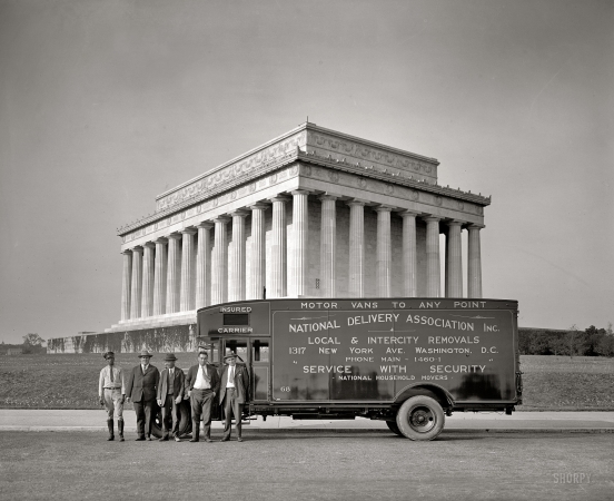 Photo showing: We Need a Bigger Truck -- Washington, D.C., circa 1926. National Delivery Association, Lincoln Memorial.