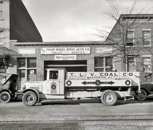 Photo showing: T.L.V. Coal -- Washington, D.C., circa 1926. Four Wheel Drive Auto Co., H Street N.E.