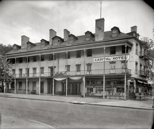 Photo showing: Capital Hotel: 1920 -- Old Capital Hotel, 3rd and Pennsylvania N.W. Originally the St. Charles Hotel, it had a colorful history going back to 1813.