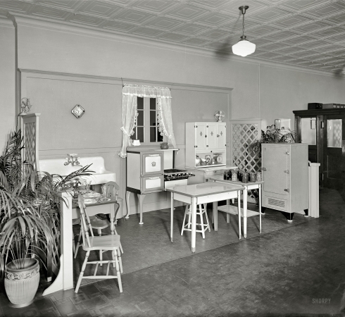 Photo showing: Model Kitchen -- \Washington, D.C. circa 1926. Woodward & Lothrop department store display.