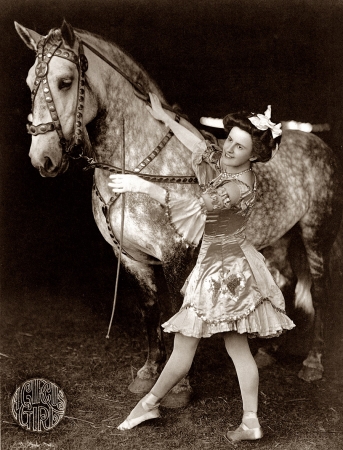 Photo showing: Equine Miss -- A Circus Girl, 1908.