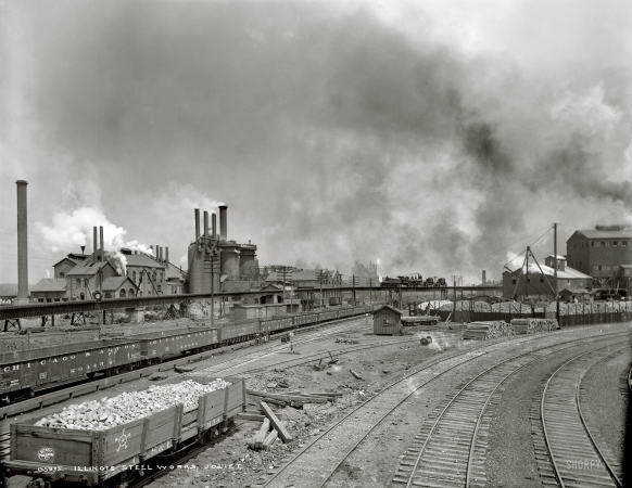 Photo showing: Smoking Hot Industry -- Circa 1900. Illinois Steel Works, Joliet.