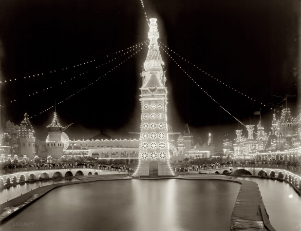 Photo showing: Luna Park Alight -- Coney Island, New York circa 1905.