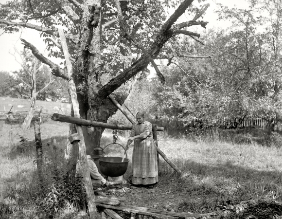 Photo showing: Making Soap -- A bit of country life near Henryville, Pennsylvania - making soap, circa 1900.