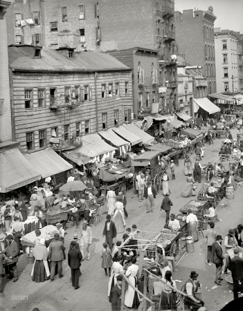 Photo showing: The East Side -- New York City circa 1900. Jewish market on the East Side.