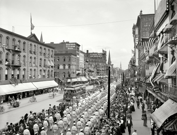 Photo showing: Ice Cream Parade -- Buffalo, N.Y., 1900. The city's Good Humor men pass in review in the Labor Day Parade.